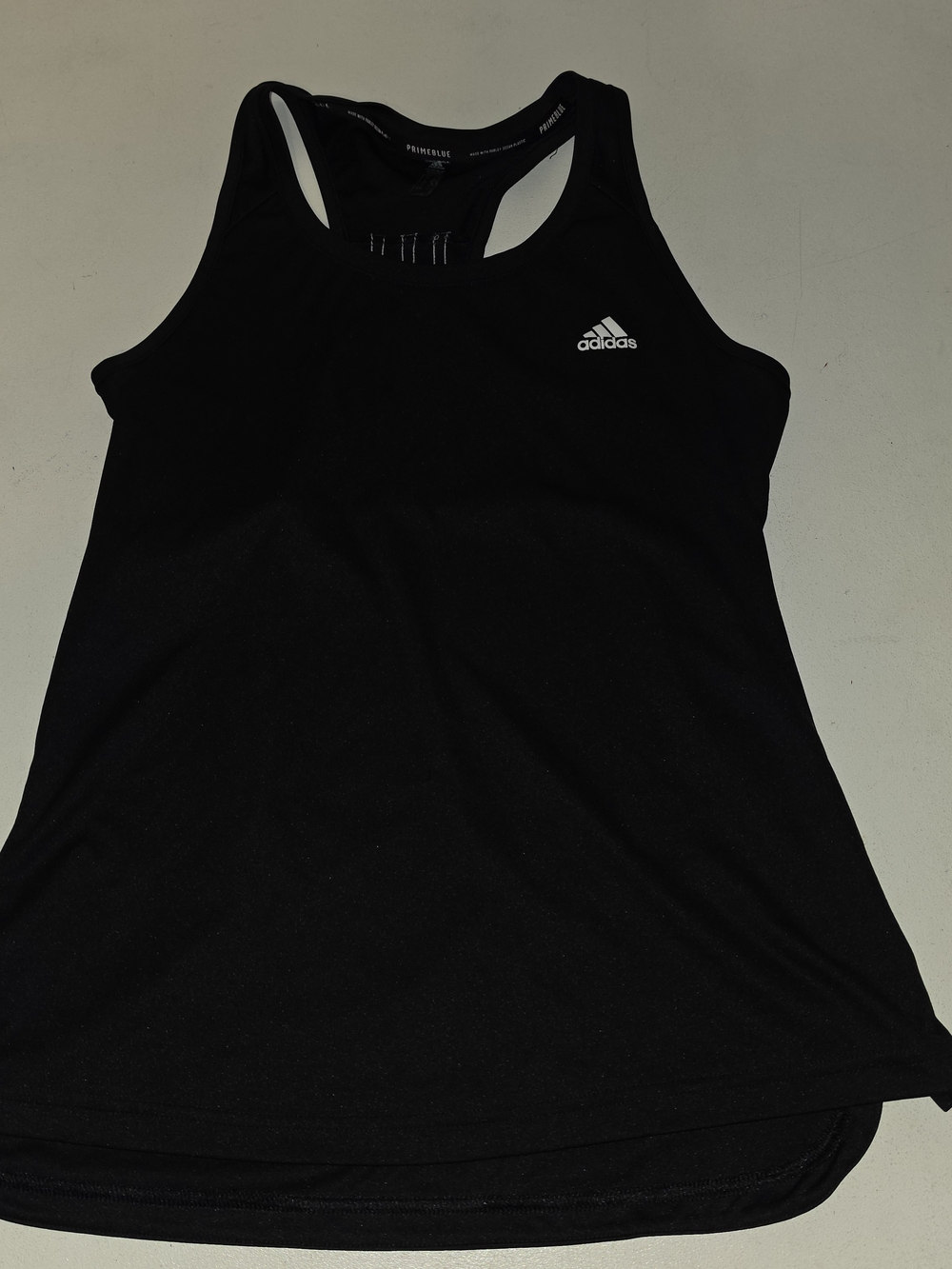 adidas Black Racerback Training Tank with White Logo
